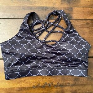 Constantly Varied Gear Black and Gray Scallop Mermaid Sports Bra